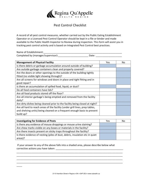 Free 12+ Control Checklist Samples &amp; Templates In Pdf | Ms Word within Pest Control Inspection Report Template