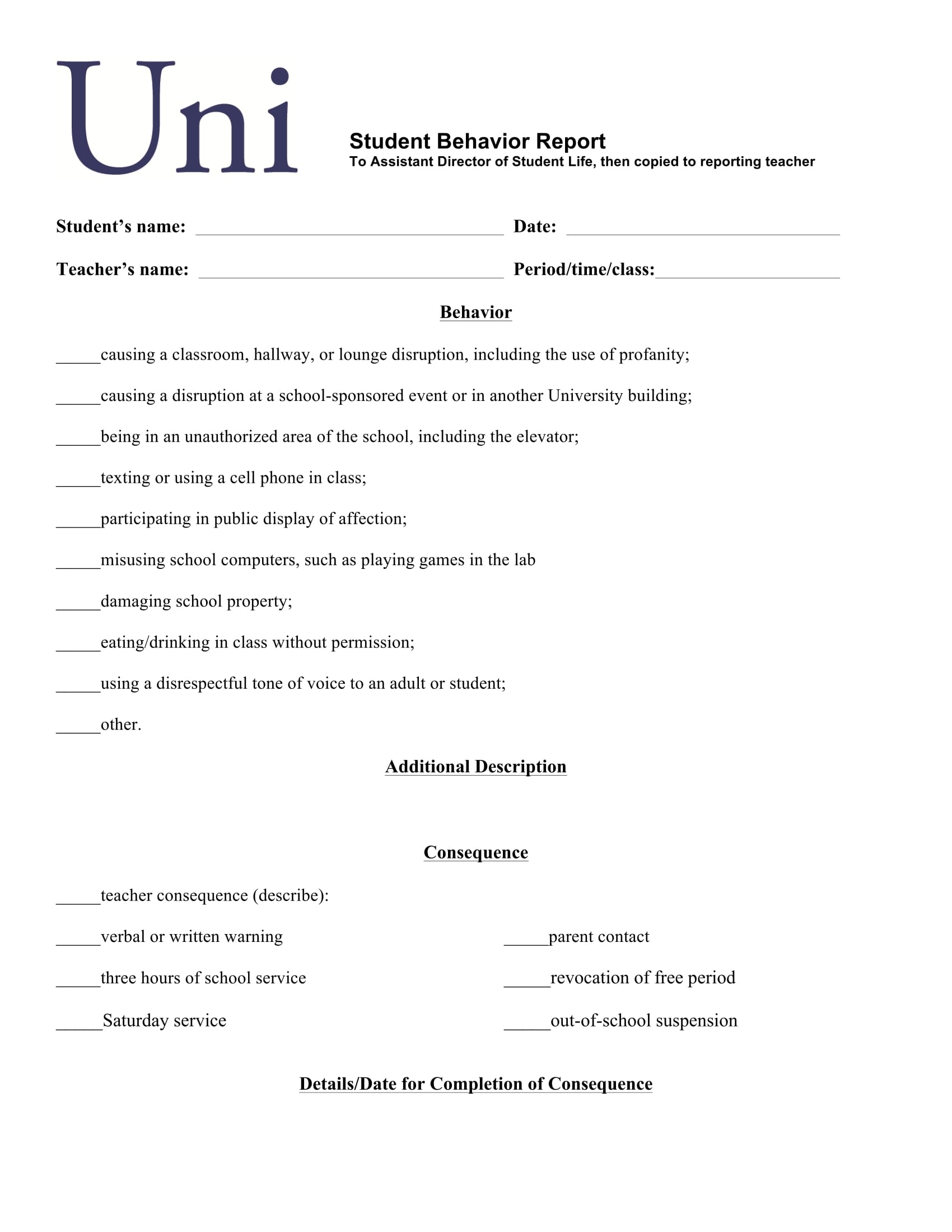 Free 13+ Behavior Report Forms In Pdf within Behaviour Report Template