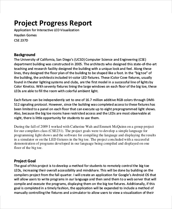 Free 15+ Sample Project Progress Reports In Pdf | Google Docs | Ms Word Regarding Assignment Report Template