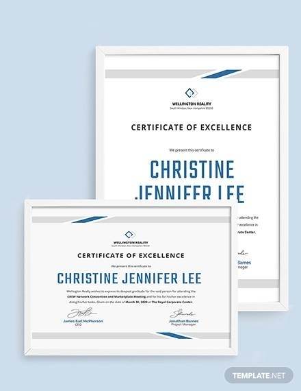 Free 16+ Certificate Of Excellence Templates In Ai | Indesign | Ms Word Regarding Indesign Certificate Template