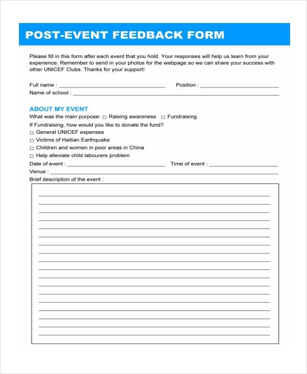 Free 16+ Event Feedback Forms In Pdf | Ms Word | Excel Throughout Post Event Evaluation Report Template