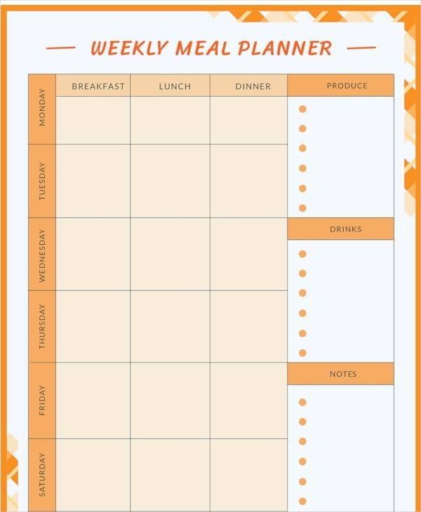 Free 17+ Meal Planning Templates In Pdf | Excel | Ms Word Pertaining To Weekly Meal Planner Template Word