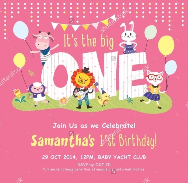 Free 20+ First Birthday Invitation Designs In Psd | Ai | Ms Word pertaining to First Birthday Invitation Card Template