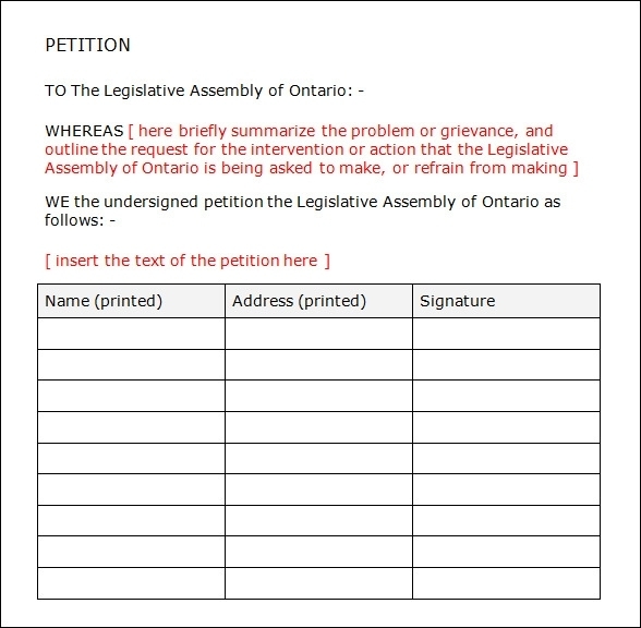 Free 23+ Sample Petition Templates In Pdf | Ms Word For Blank Petition Template