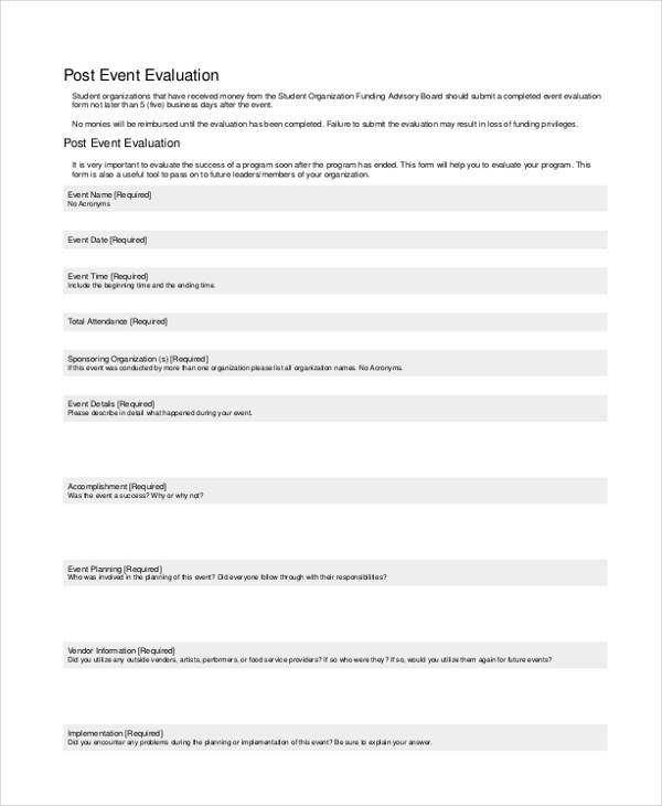Free 25+ Event Evaluation Forms In Pdf Pertaining To Post Event Evaluation Report Template