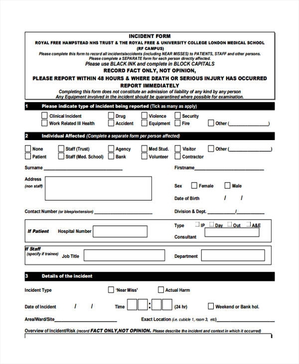 Free 27+ Sample Accident Report Forms In Pdf Regarding Accident Report Form Template Uk