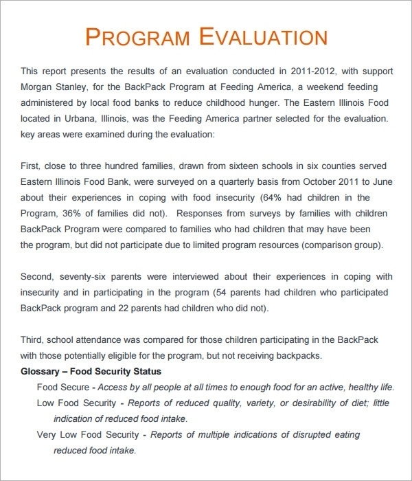 Free 3+ Sample Program Evaluation Templates In Pdf For Template For Evaluation Report