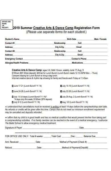 Free 31+ Camp Registration Forms In Pdf | Ms Word | Excel Intended For Camp Registration Form Template Word