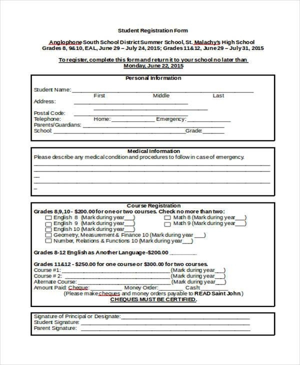Free 35+ Sample Registration Forms In Ms Word Intended For School Registration Form Template Word