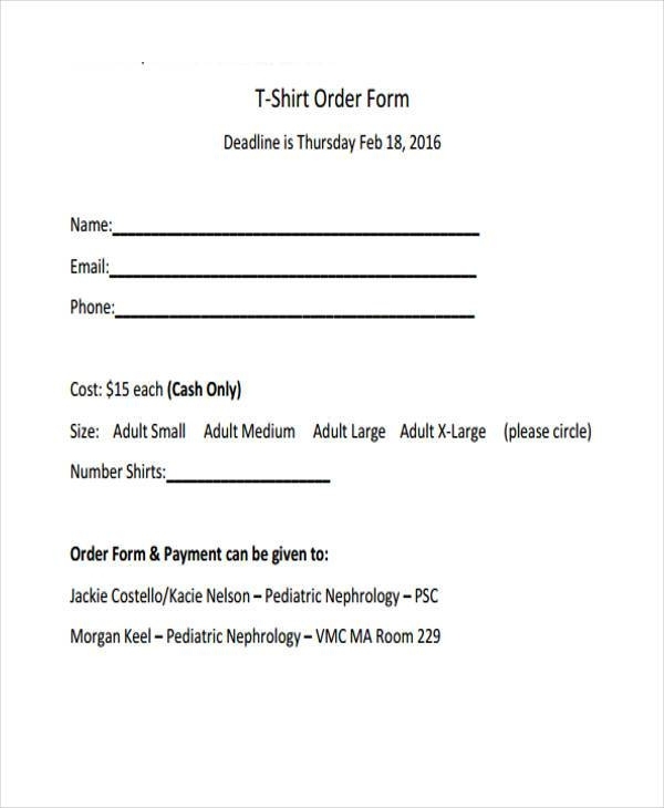 Free 35+ Simple Order Forms In Pdf | Excel | Ms Word Within Blank T Shirt Order Form Template