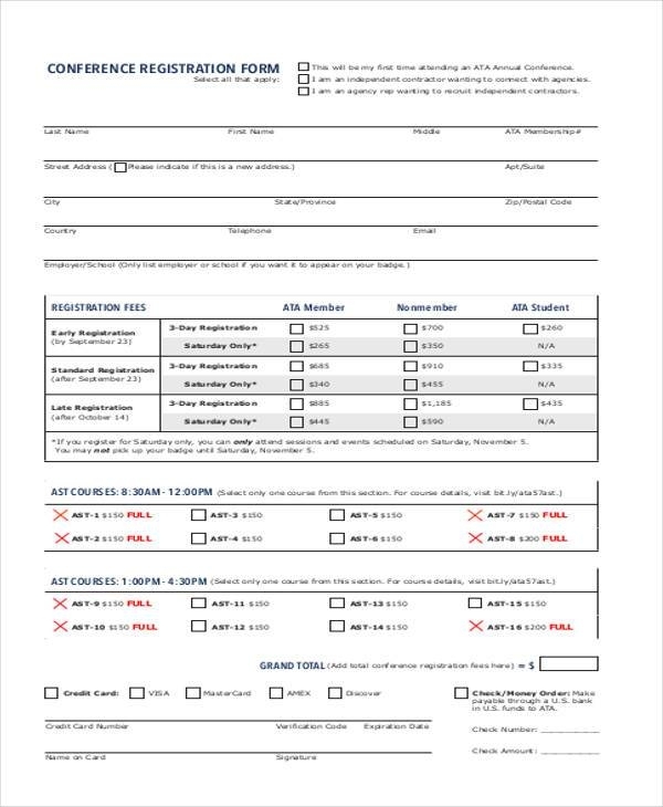 Free 39+ Registration Form Templates In Pdf | Ms Word | Excel throughout Seminar Registration Form Template Word