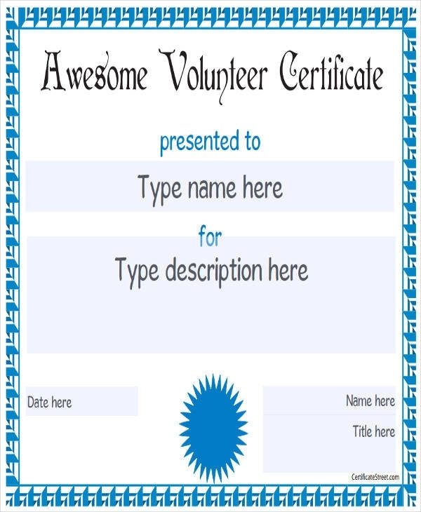 Free 40+ Sample Award Certificates In Ms Word | Psd | Ai | Eps For Volunteer Of The Year Certificate Template