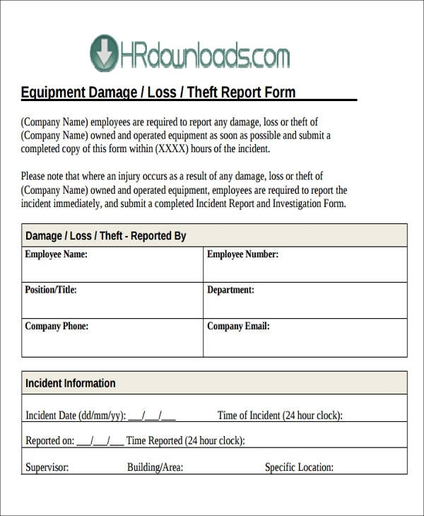Free 54+ Incident Report Samples In Pdf | Ms Word | Google Docs Pertaining To Equipment Fault Report Template