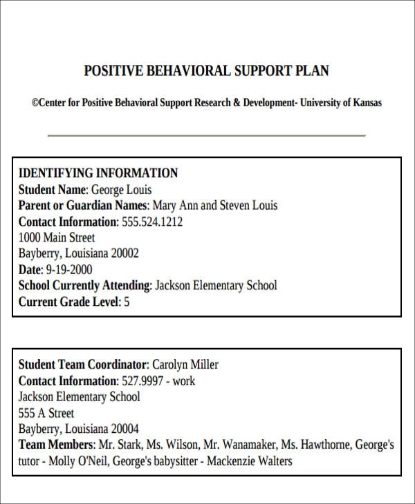 Free 6 Behavior Intervention Plan Templates In Ms Word Pdf Throughout Intervention Report Template