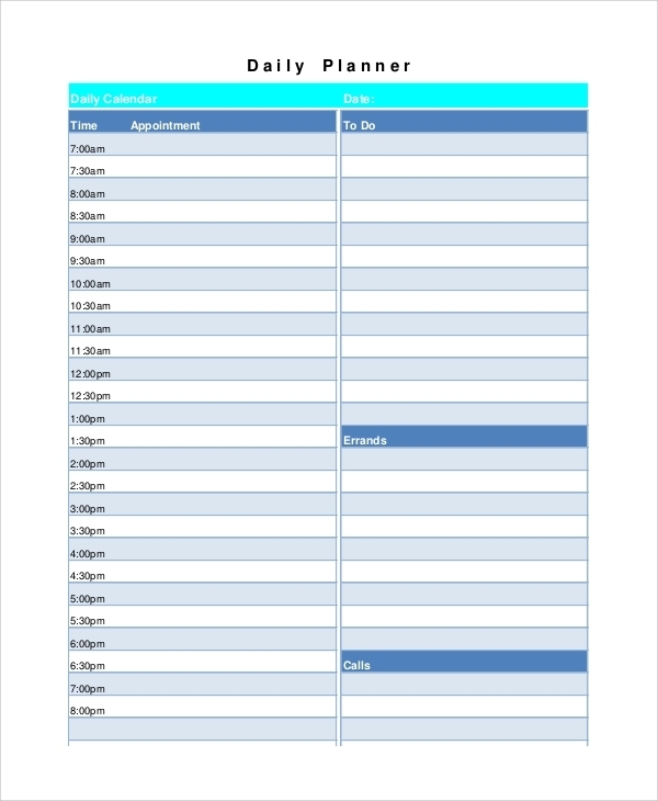 Free 6+ Printable Blank Calendar Templates In Pdf | Ms Word Within Printable Blank Daily Schedule Template