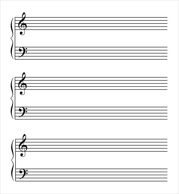 Free 6+ Sample Music Paper Templates In Pdf Inside Blank Sheet Music Template For Word