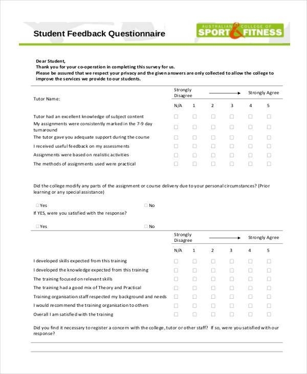 Free 7+ Student Feedback Forms In Pdf | Ms Word Intended For Student Feedback Form Template Word