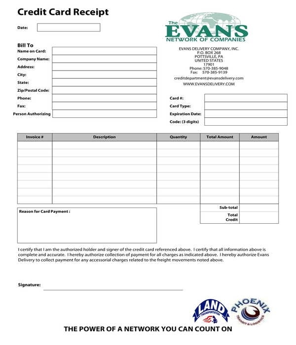 Free 8+ Business Receipt Forms In Pdf | Ms Word | Excel with Credit Card Receipt Template