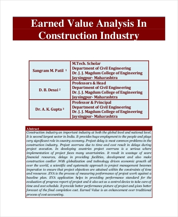 Free 9+ Sample Earned Value Analysis Templates In Pdf | Google Docs For Earned Value Report Template