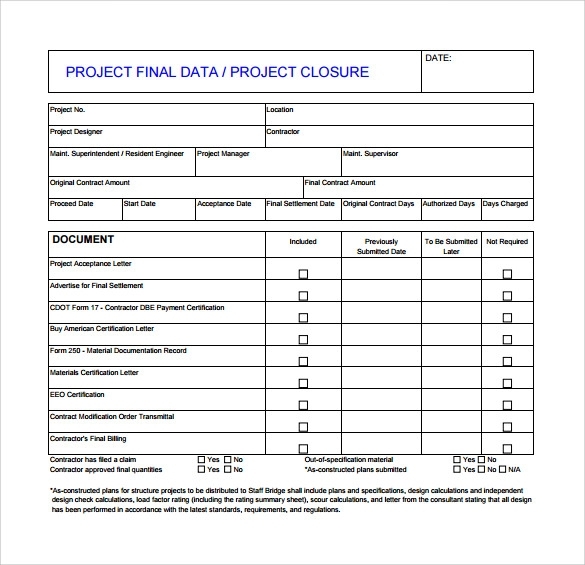 Free 9+ Sample Project Closure Templates In Pdf | Ms Word Inside Closure Report Template
