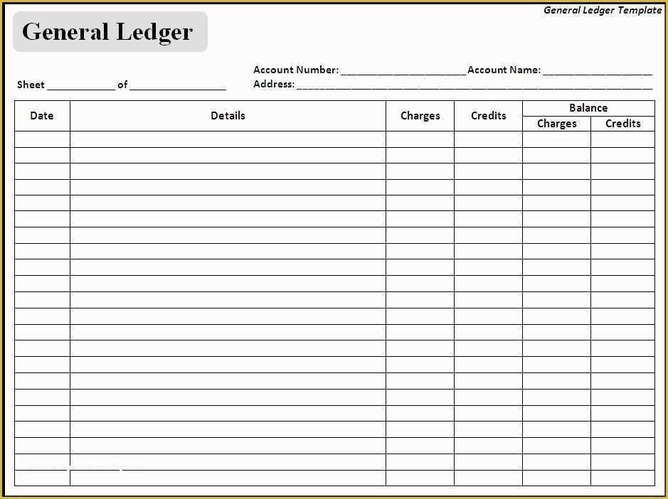Free Accounting General Ledger Template Of Blank General Ledger Inside Blank Ledger Template