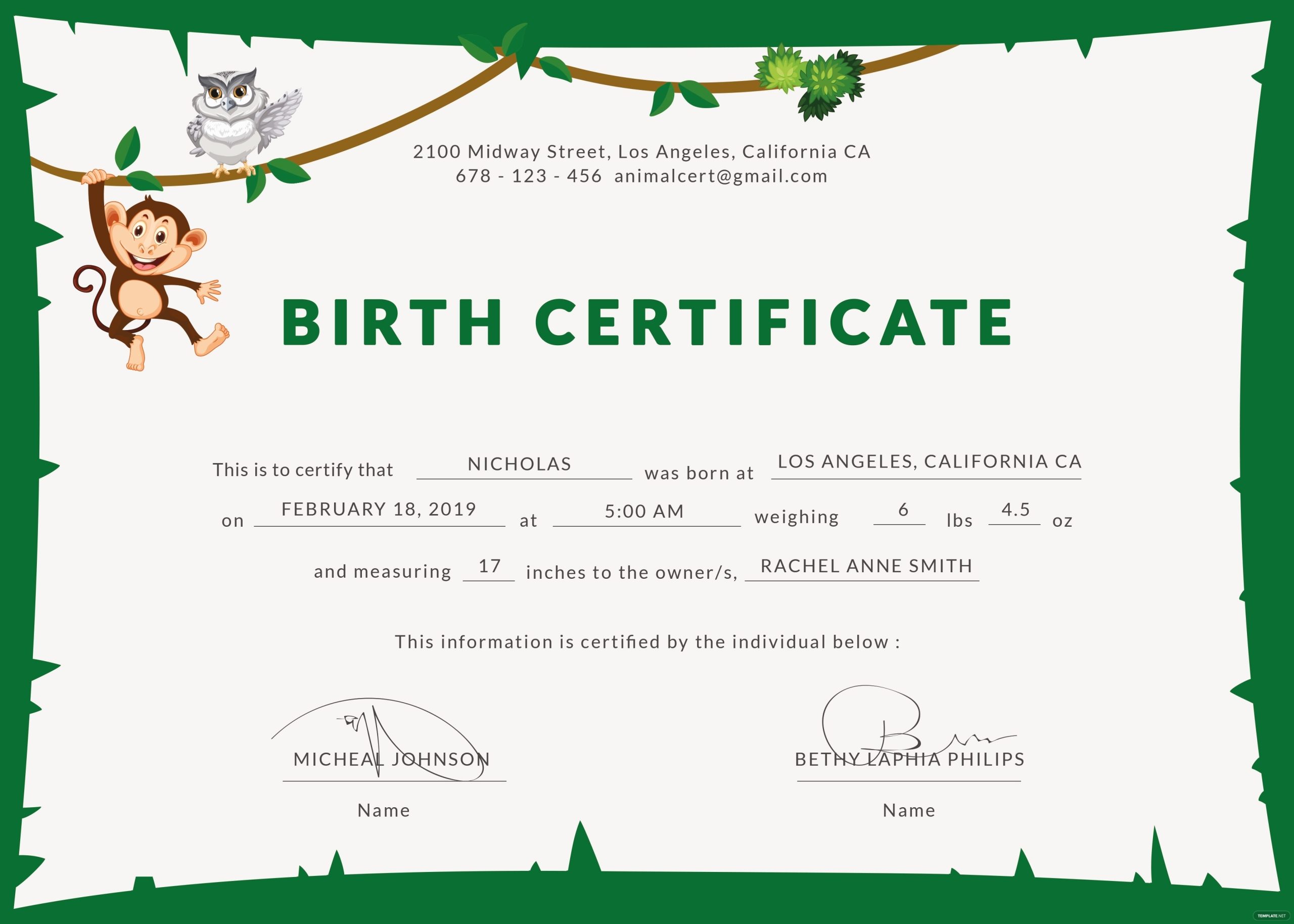 Free Animal Birth Certificate Template In Psd, Ms Word, Publisher Inside Birth Certificate Template For Microsoft Word