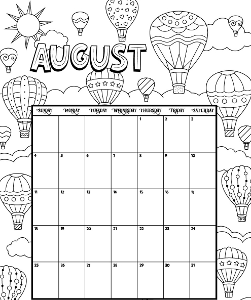 Free August Calendar For Kids Template In Pdf | Best Printable Calendar Within Blank Calendar Template For Kids