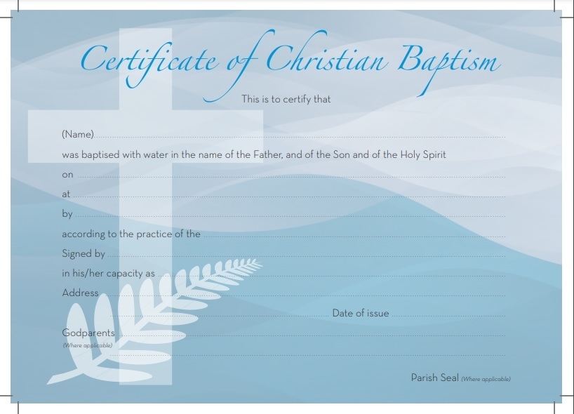 Free Baptism Certificate Template Word & Pdf (Samples And Examples Regarding Christian Baptism Certificate Template