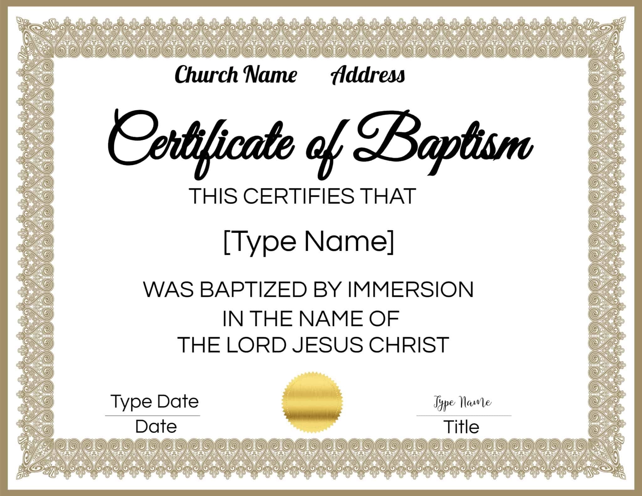 Free Baptism Certificate Templates | Customize Online | No Watermark pertaining to Baby Christening Certificate Template