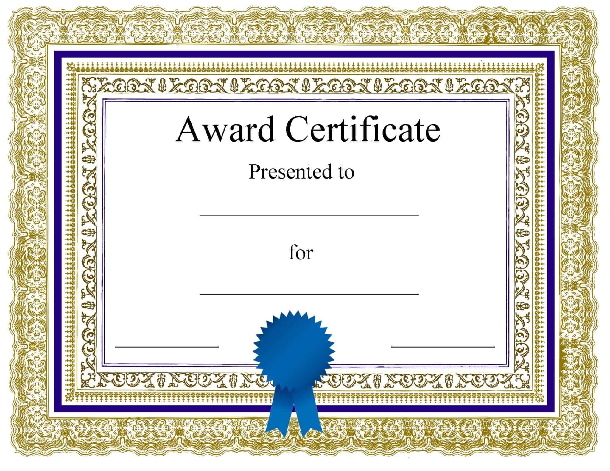 Free Blank Certificate Templates | No Watermark For Certificate Of Appreciation Template Free Printable