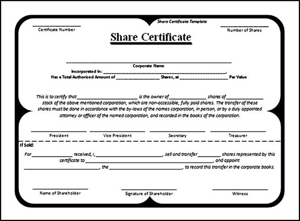 Free Blank Share Certificate Template - Sample Templates with Template For Share Certificate