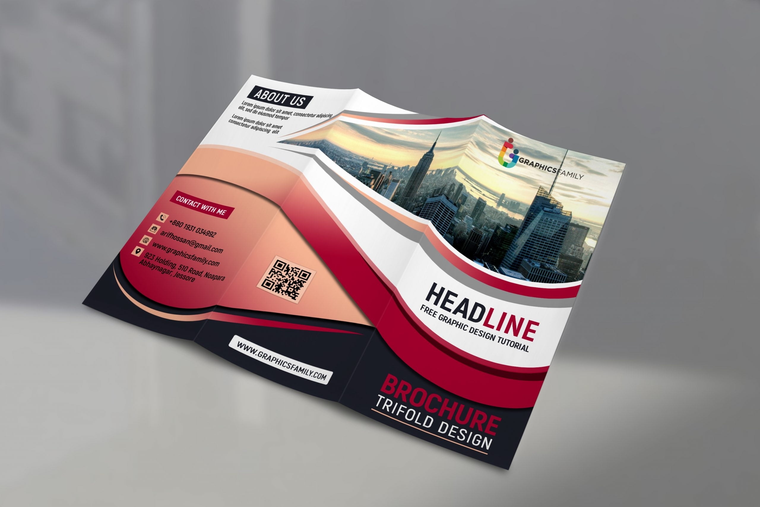 Free Business Promotion Tri Fold Brochure Design Template – Graphicsfamily For Free Tri Fold Business Brochure Templates