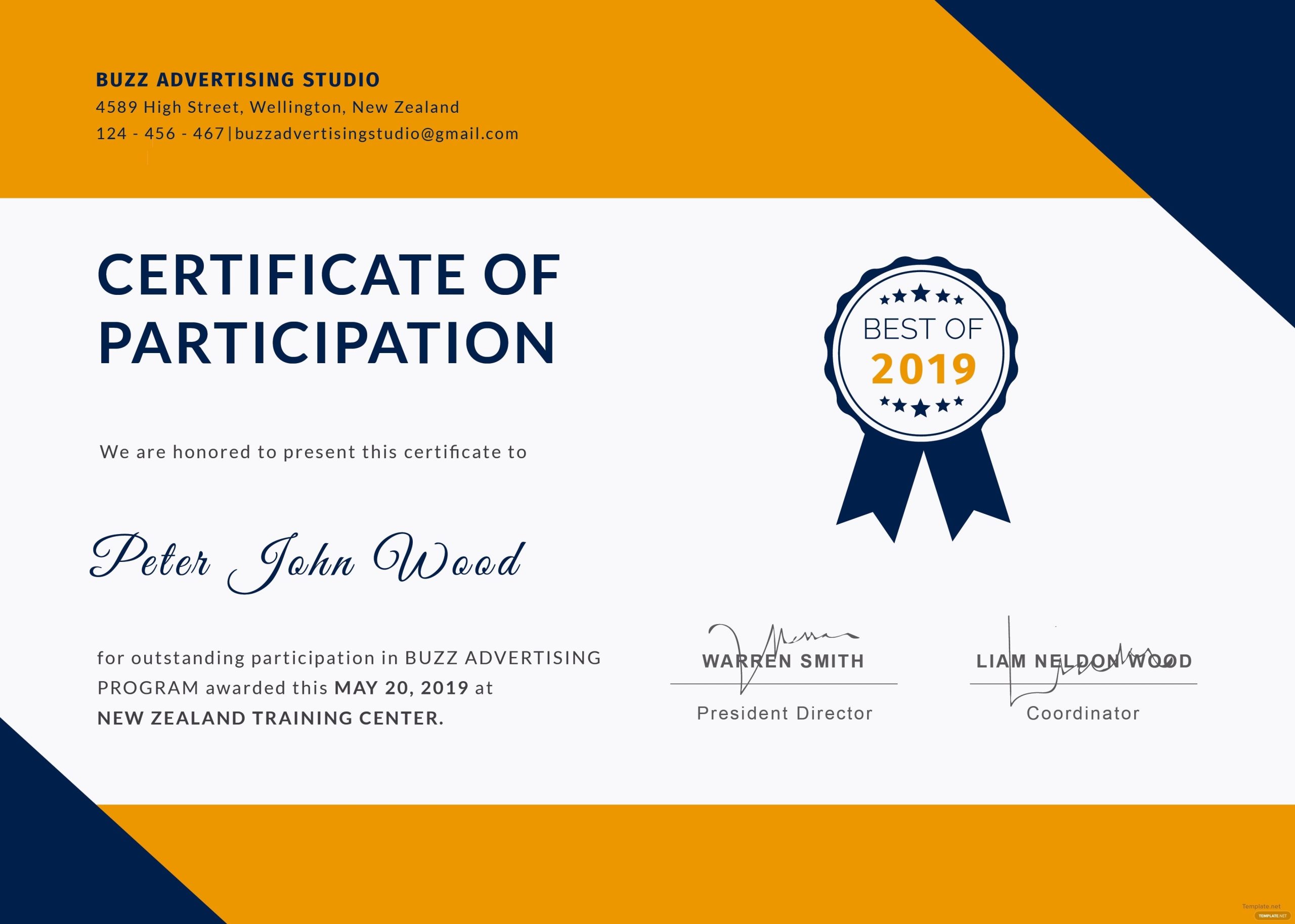 Free Certificate For Outstanding Participation Template In Adobe Within Free Templates For Certificates Of Participation