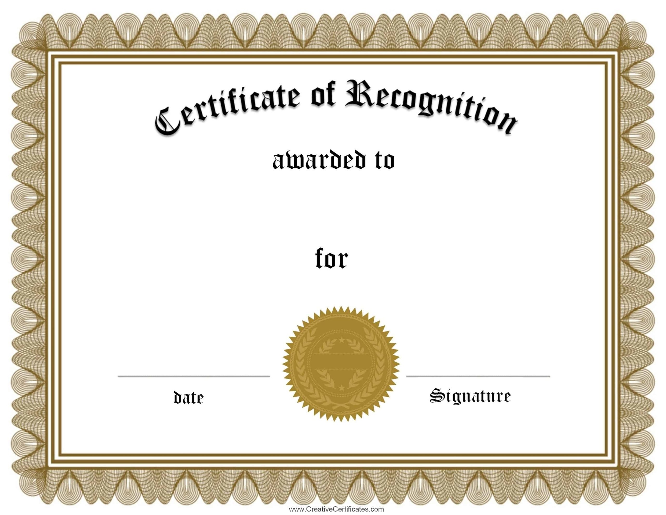 Free Certificate Of Recognition Template | Customize Online Throughout Sample Certificate Of Recognition Template