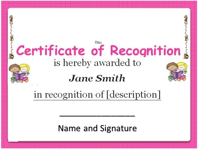 Free Certificate Of Recognition Templates – Free Word Templates Regarding Certificate Of Recognition Word Template