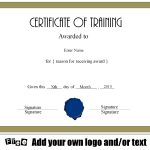 Free Certificate Of Training Template – Customizable For Template For Training Certificate
