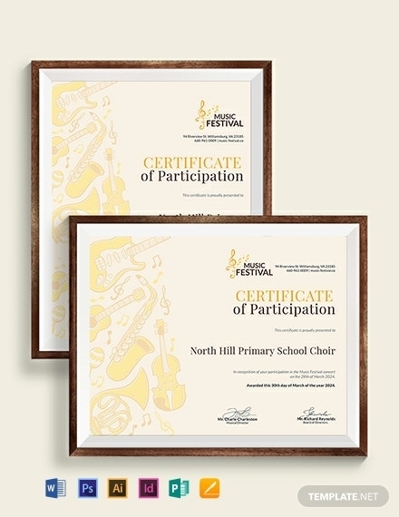 Free Choir Certificate Of Participation Template – Word | Psd Inside Choir Certificate Template