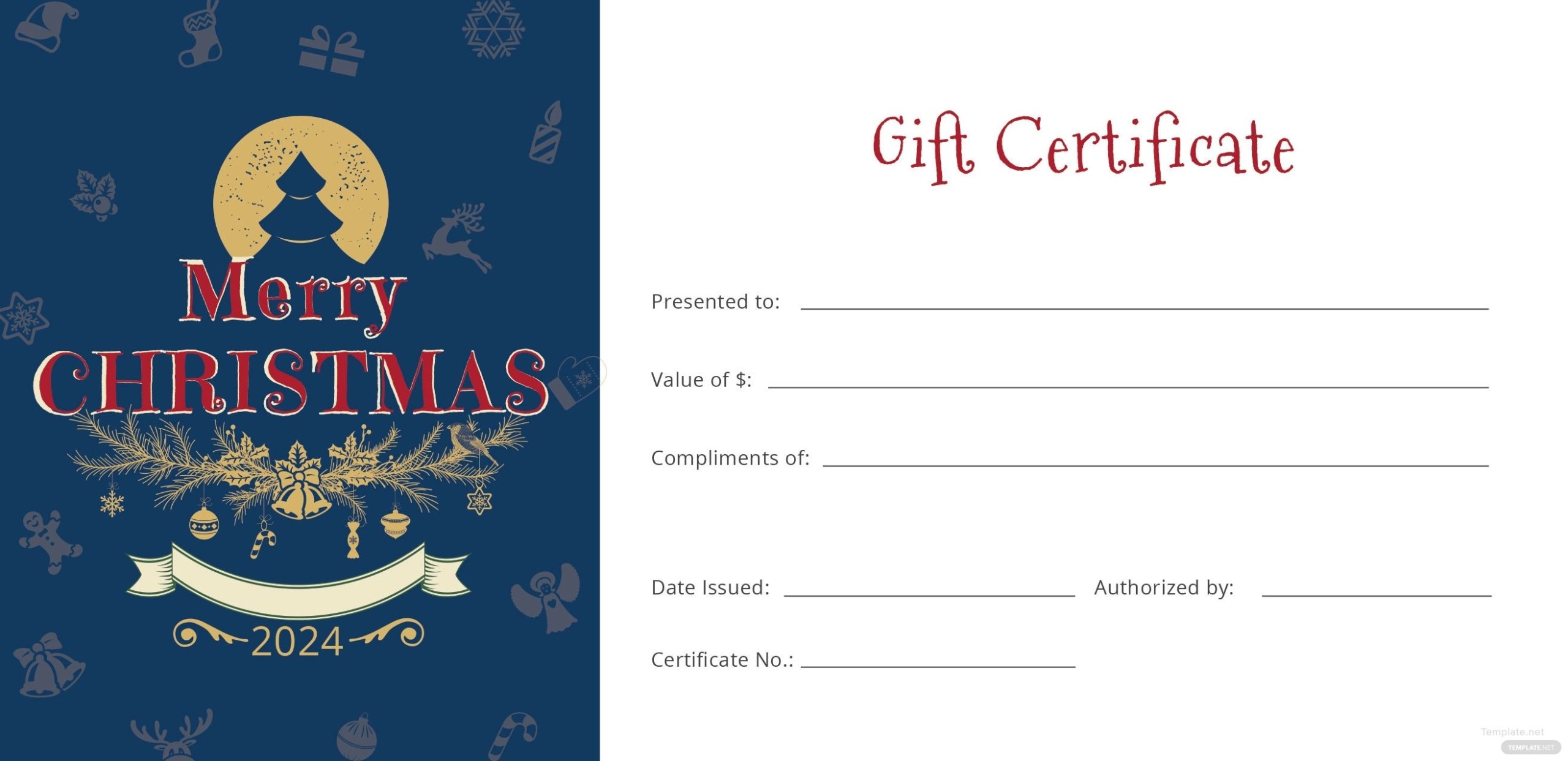 Free Christmas Gift Certificate Template In Adobe Illustrator Throughout Publisher Gift Certificate Template