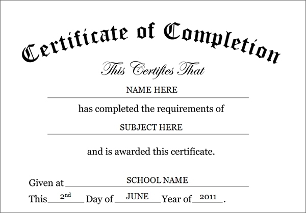 Free Completion Certificate Templates For Word | Best Creative Template Within Certificate Of Completion Word Template