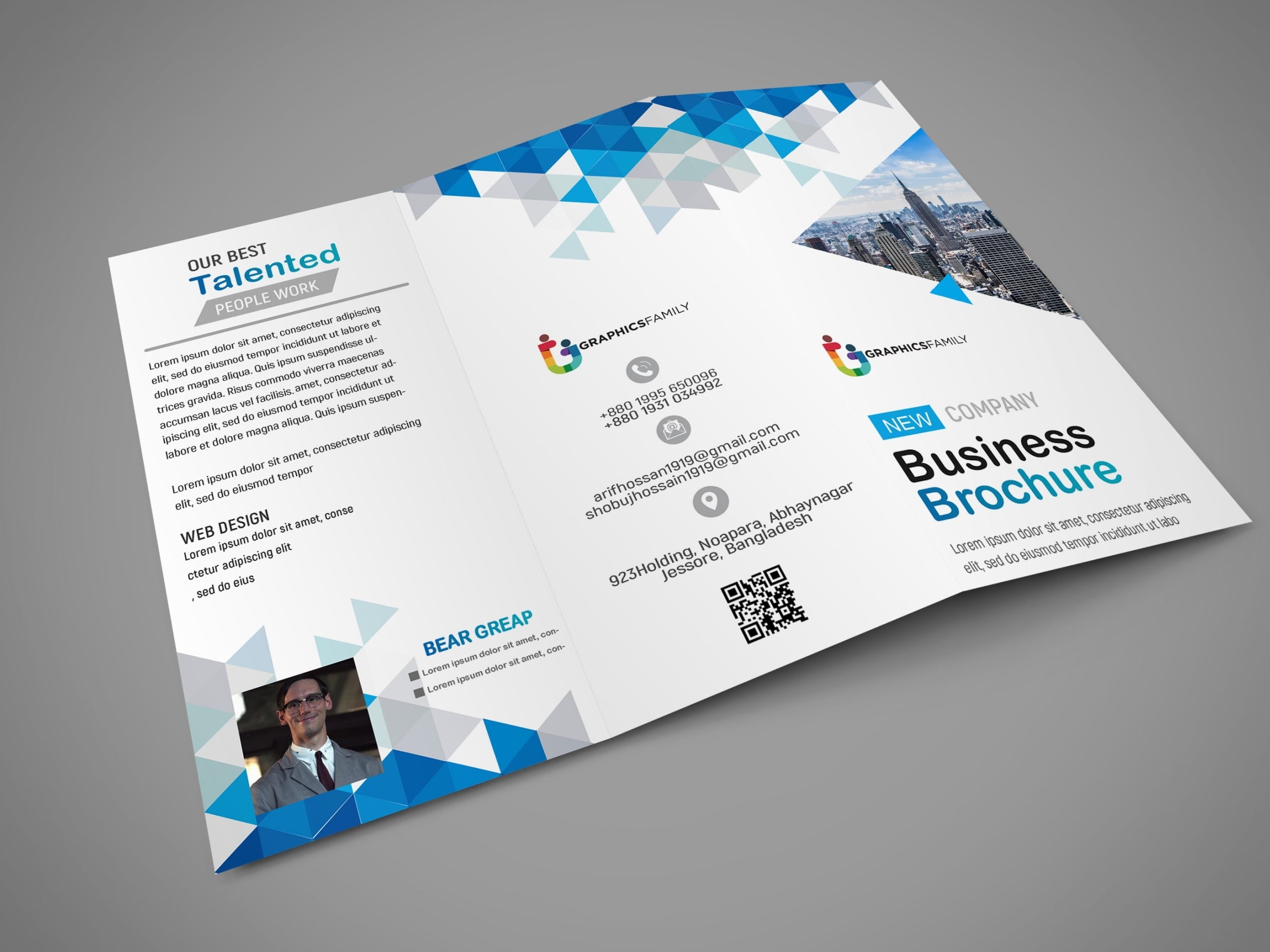 Free Corporate Business Brochure  Tri Fold Design - Graphicsfamily Intended For 3 Fold Brochure Template Free Download