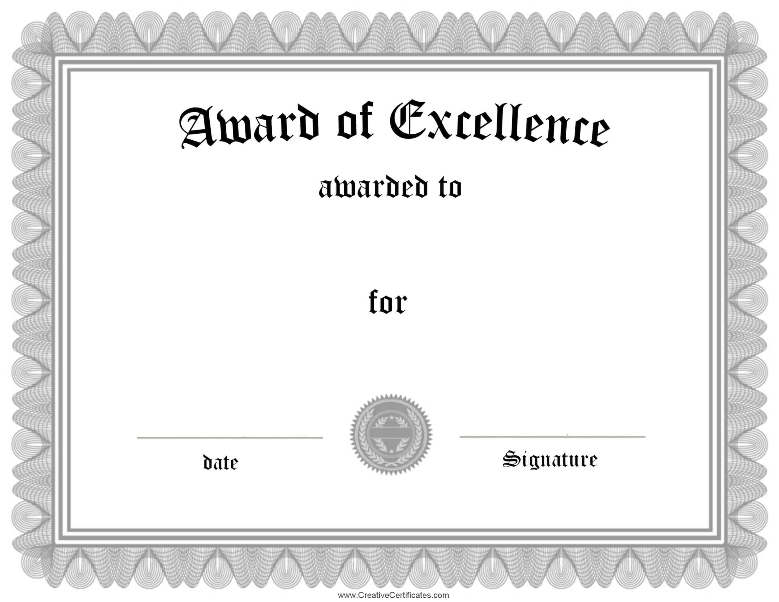 Free Customizable Certificate Of Achievement | Editable & Printable Throughout Certificate Of Excellence Template Free Download