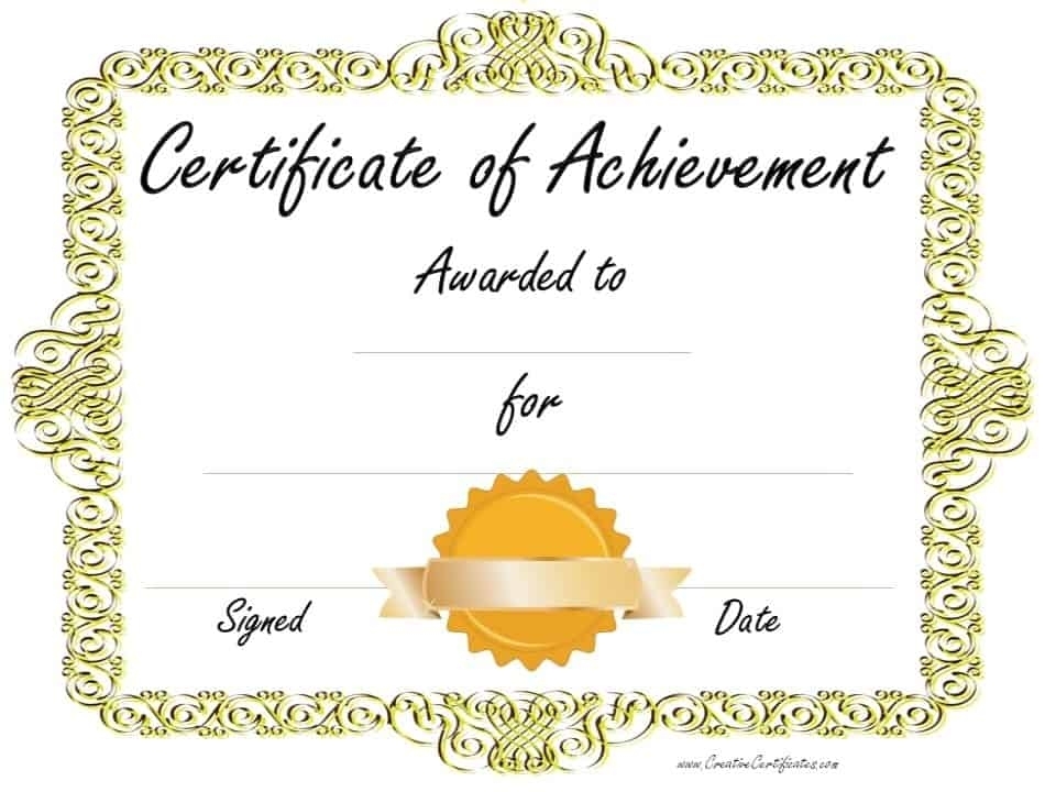 Free Customizable Certificate Of Achievement Pertaining To Certificate Of Achievement Template For Kids