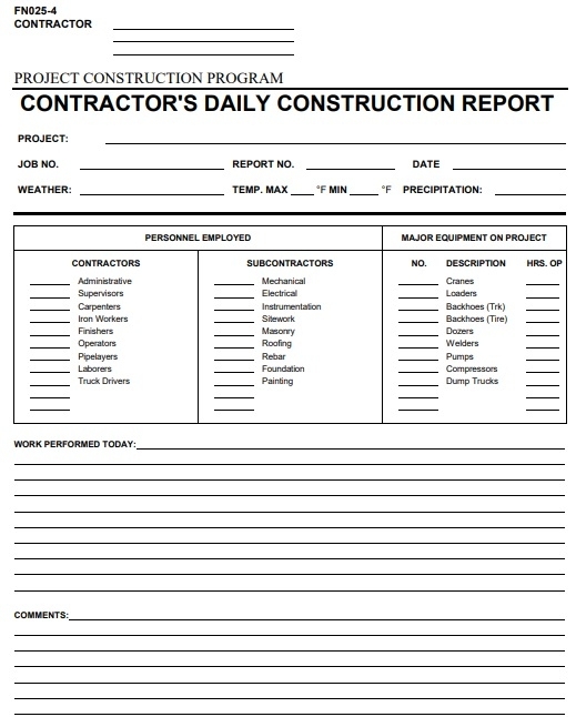 Free Daily Construction Report Template (Excel, Word, Pdf) – Excel Tmp Intended For Construction Daily Progress Report Template