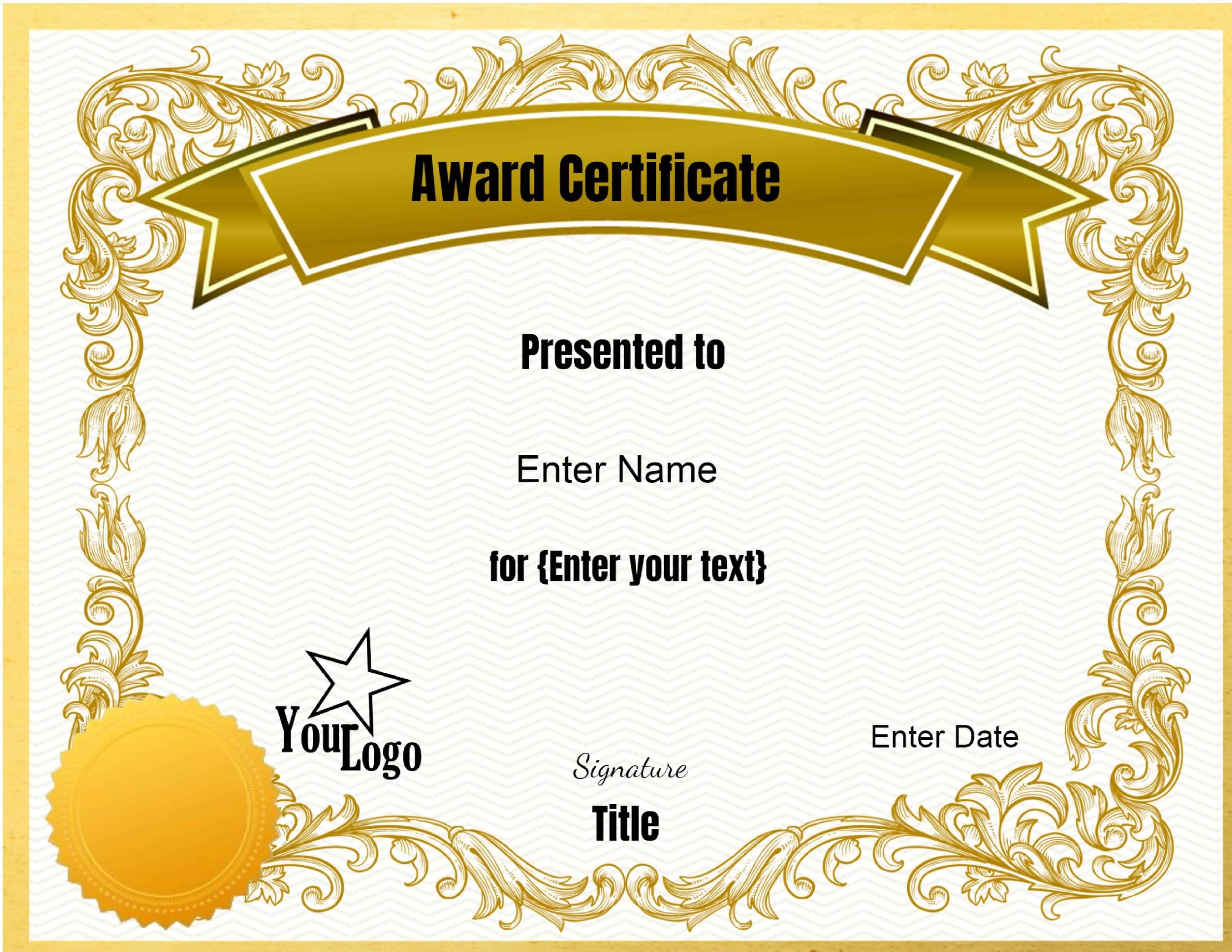 Free Editable Certificate Template | Customize Online & Print At Home Pertaining To Award Certificate Border Template
