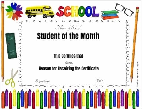 Free Editable Printable Student Of The Month Certificate with Free Printable Student Of The Month Certificate Templates