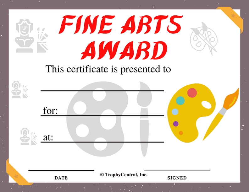 Free Fine Arts Award Certificate Template | Trophycentral Regarding Free Art Certificate Templates