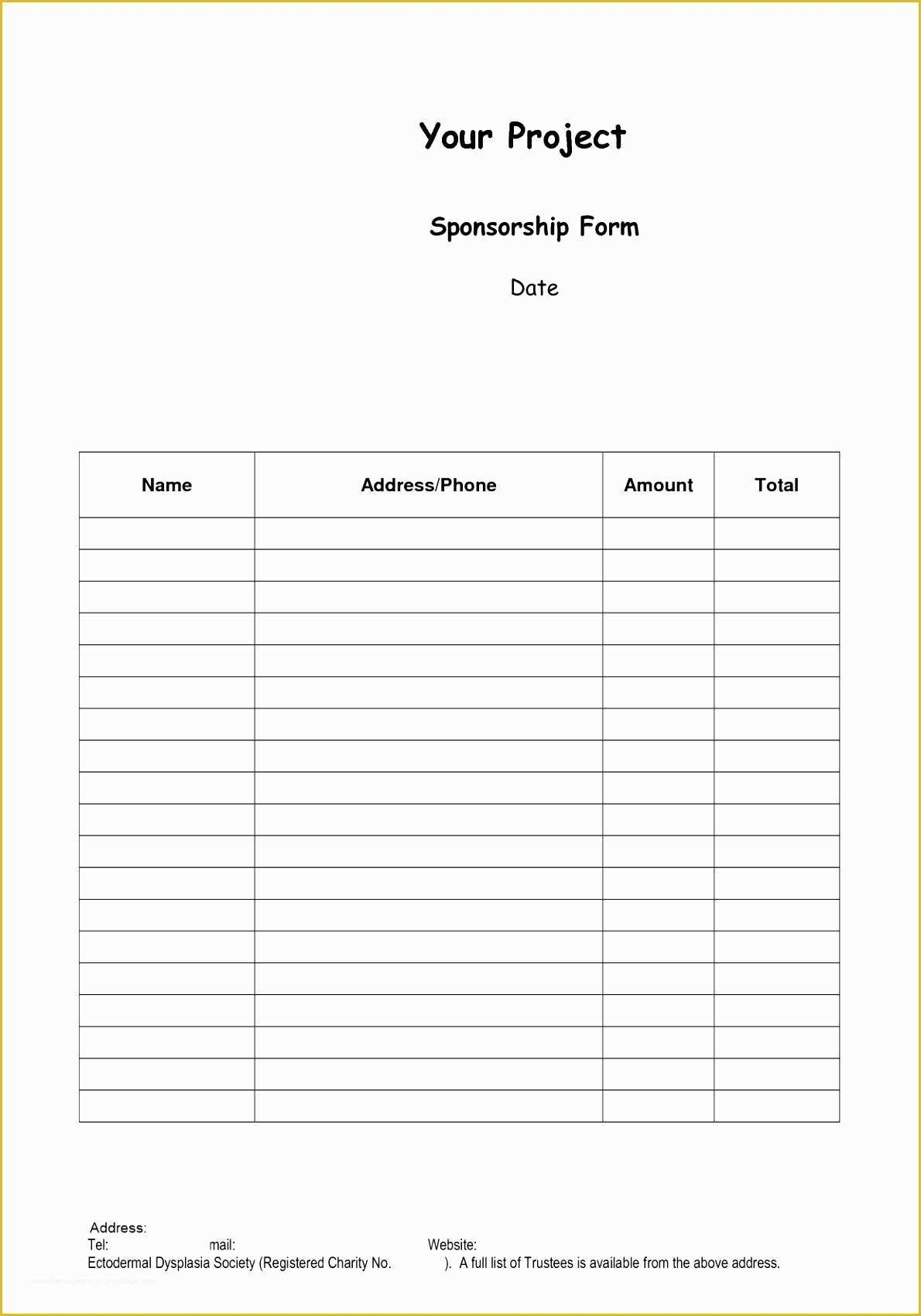 Free Form Templates Of 9 Blank Sponsor Form Template Uitet intended for Blank Sponsorship Form Template