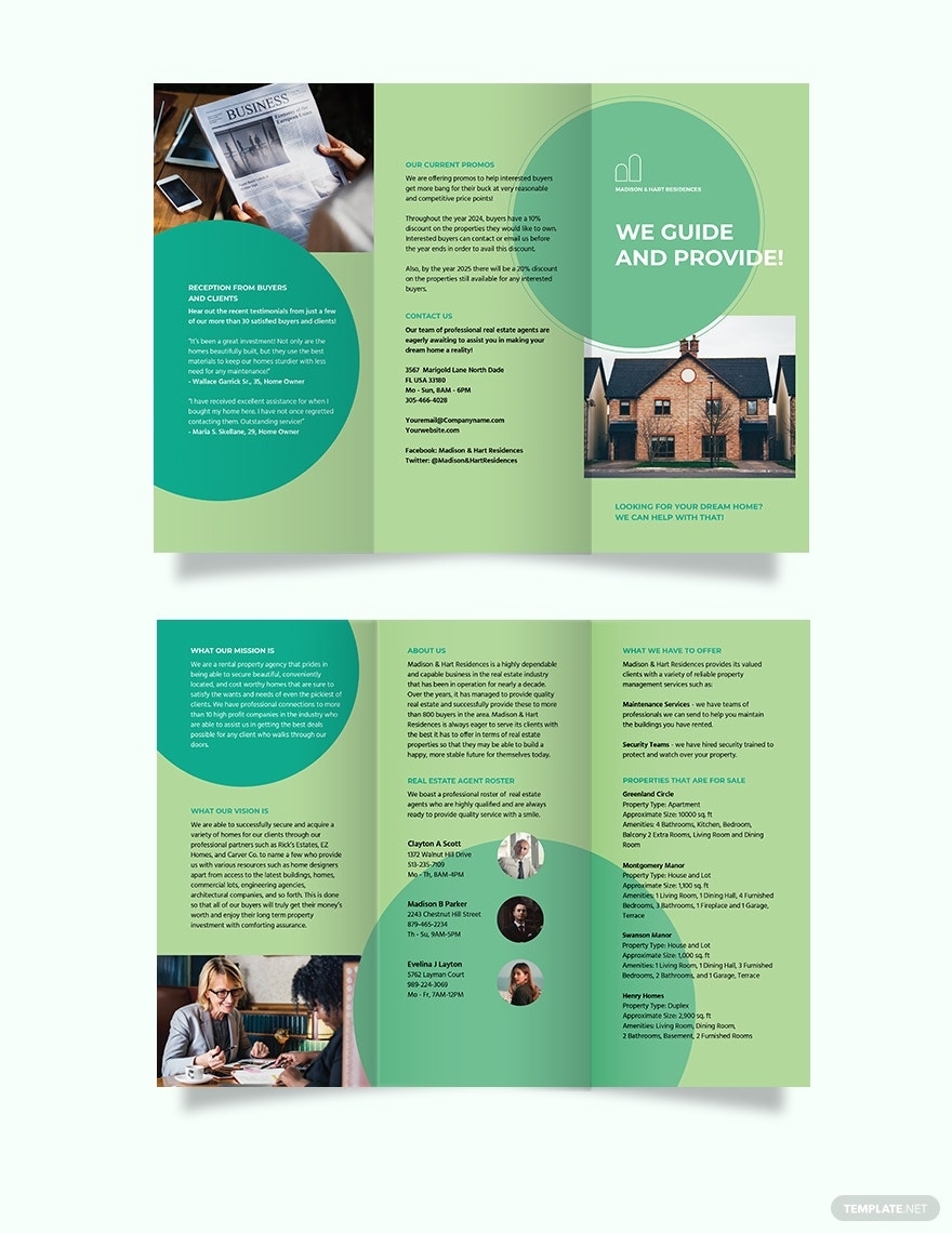 Free Free Rental Agent/Agency Tri Fold Brochure Template - Illustrator Intended For Tri Fold Brochure Template Illustrator Free