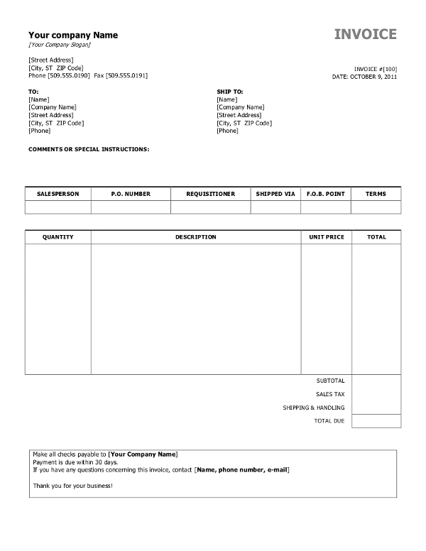 Free Invoice Templates For Word, Excel, Open Office | Invoiceberry With Microsoft Office Word Invoice Template