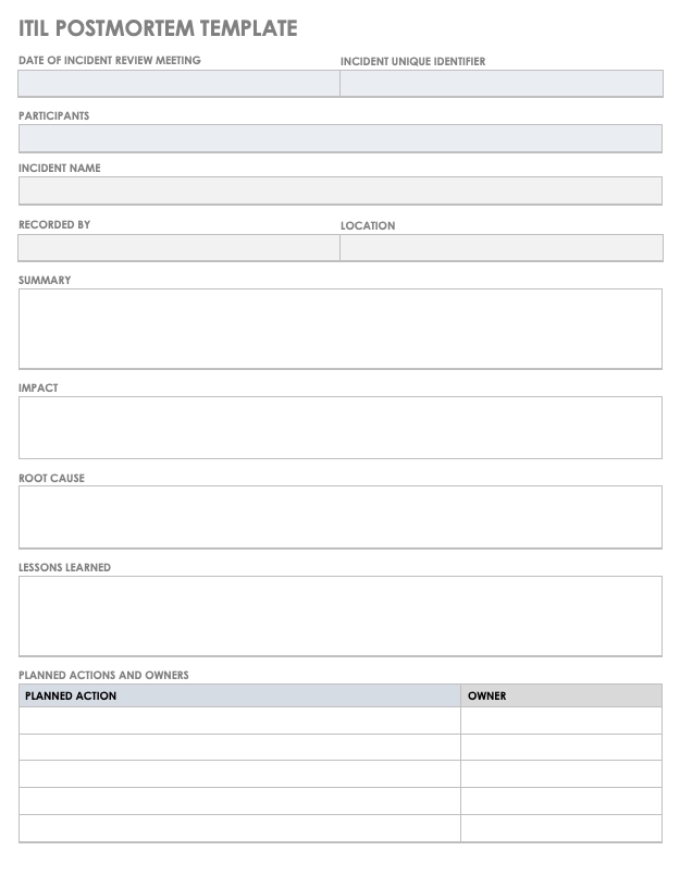 Free It Incident Postmortem Templates | Smartshee Throughout Itil Incident Report Form Template